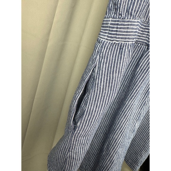 By Anthropologie Striped Linen Blend Sleeveless Romper Jumpsuit Blue White 8 - Picture 8 of 10